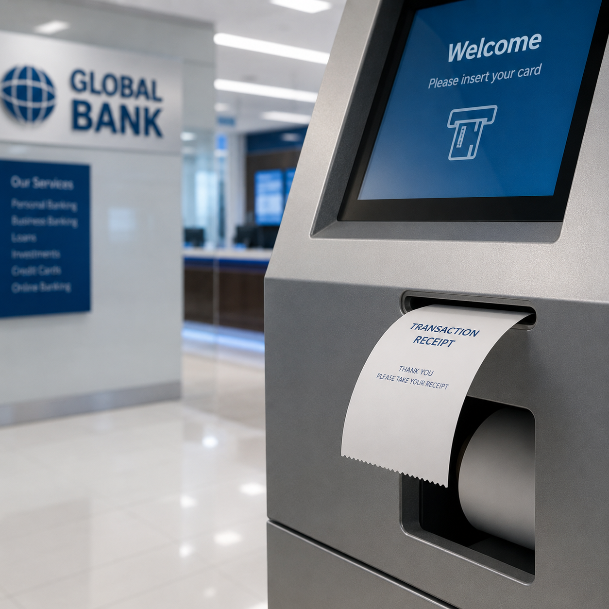 ATM and bank receipt thermal paper rolls for financial institutions