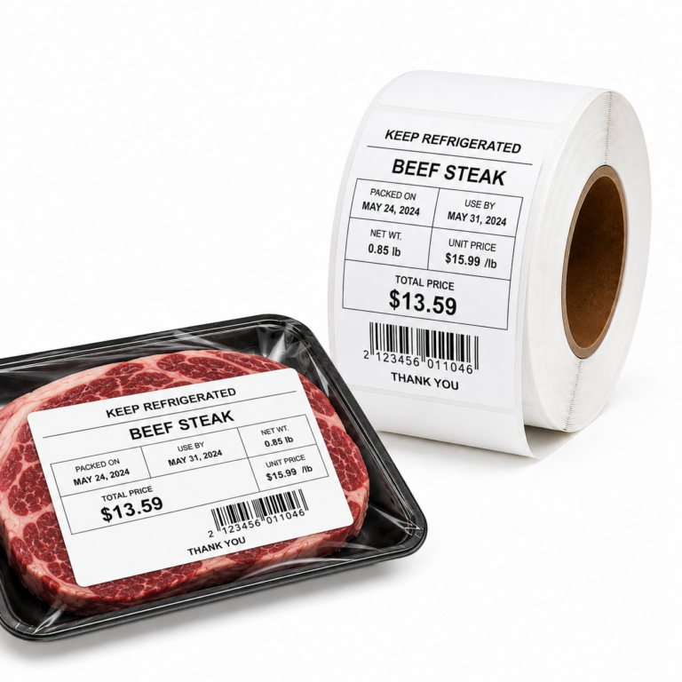 Custom Direct Thermal Freezer Labels with Low-Temperature Adhesive